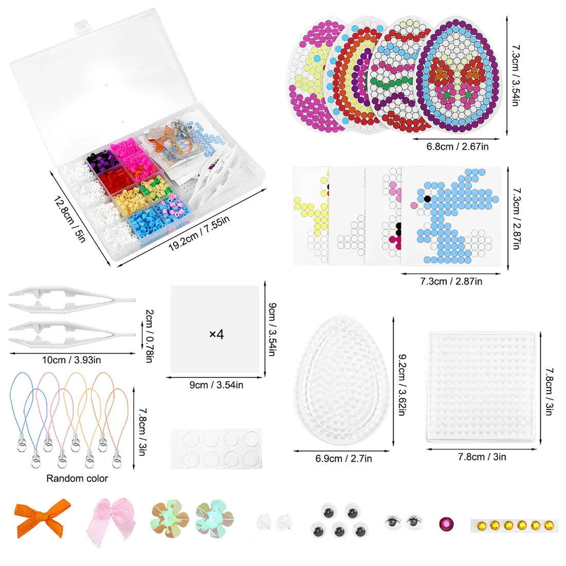 Homgaty Perler Bead Easter Set, 5mm Peg Beads with 2 Pegboards, 8 Easter-themed Pattern Templates (Rabbit, Egg, etc.), 4 Ironing Papers, 8 Charms and Accessories for DIY Handicrafts - Gift for Kids (Boys and Girls)