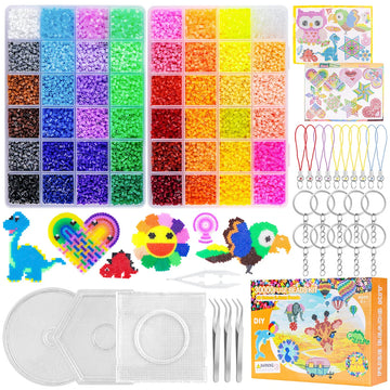 Homgaty 48-Color Perler Bead Set with 9600 Beads for Girls' DIY - Peg Beads with Perler Bead Boards, Creative Beads for Birthday, Christmas, Kids' Gift