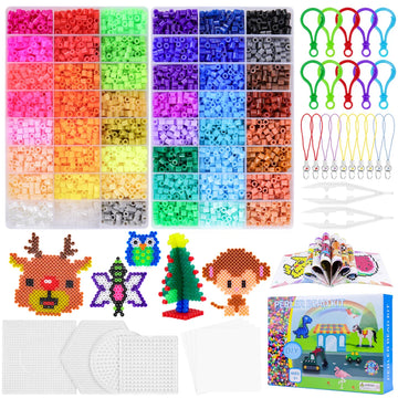 Homgaty 48-Color Perler Bead Set with 9600 Beads for Girls' DIY - Peg Beads with Perler Bead Boards, Creative Beads for Birthday, Christmas, and Kids' Gifts
