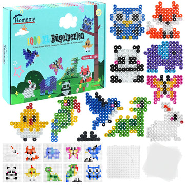 Homgaty Fuse Beads Pegboards, Clear Animal Shape Plastic Beads Template Boards with 18 Pcs Colorful Cards for Kids Craft Beads (Animal 10MM)