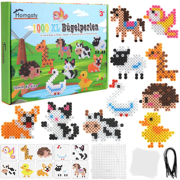 Homgaty Fuse Beads Kit, 24 Colors 10mm Iron Beads for Kids with Pegboards Tweezers Ironing Papers Keyrings Fuse Bead Craft Kit for Boys Girls DIY Crafts