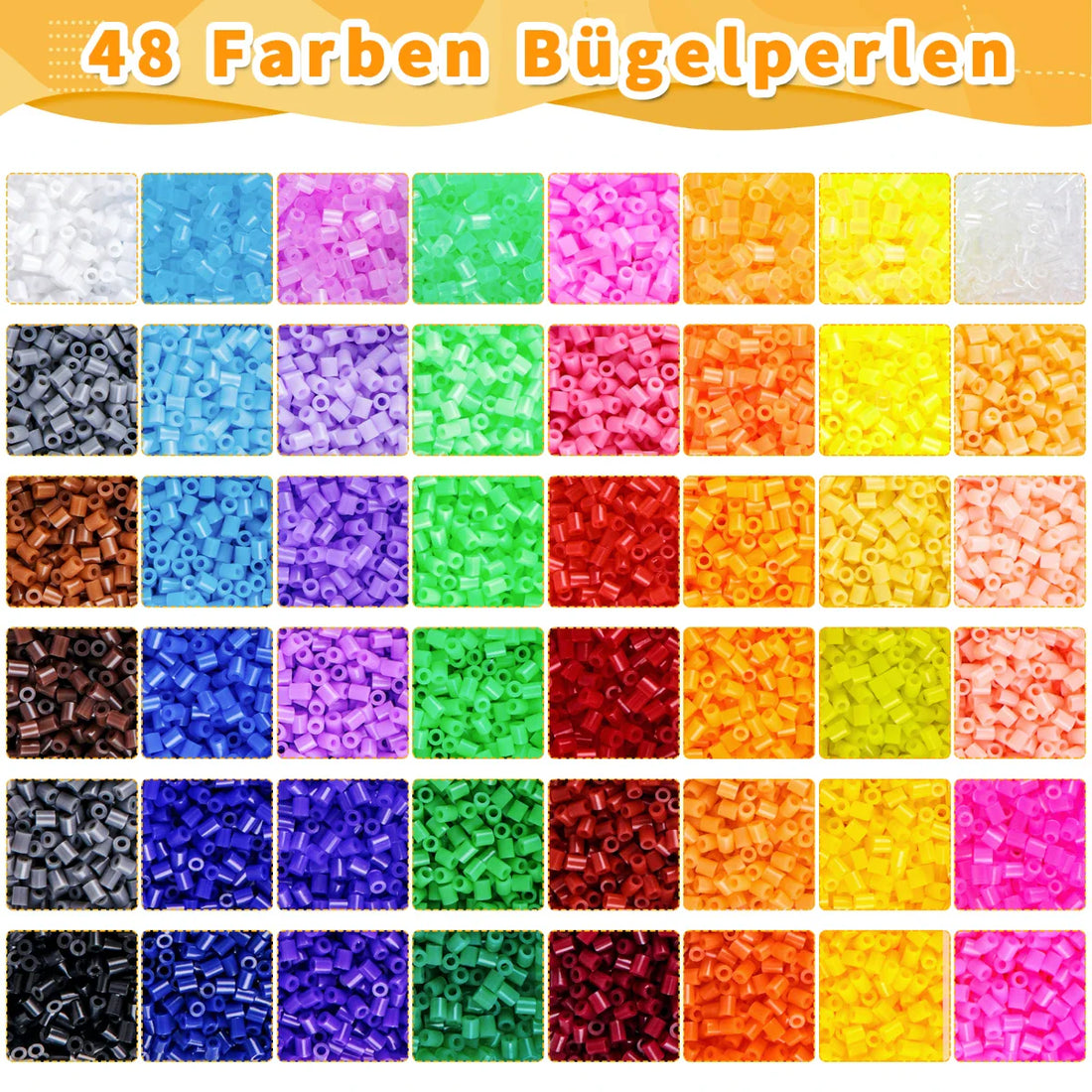 Homgaty 48-Color Perler Bead Set with 9600 Beads for Girls' DIY - Peg Beads with Perler Bead Boards, Creative Beads for Birthday, Christmas, Kids' Gift