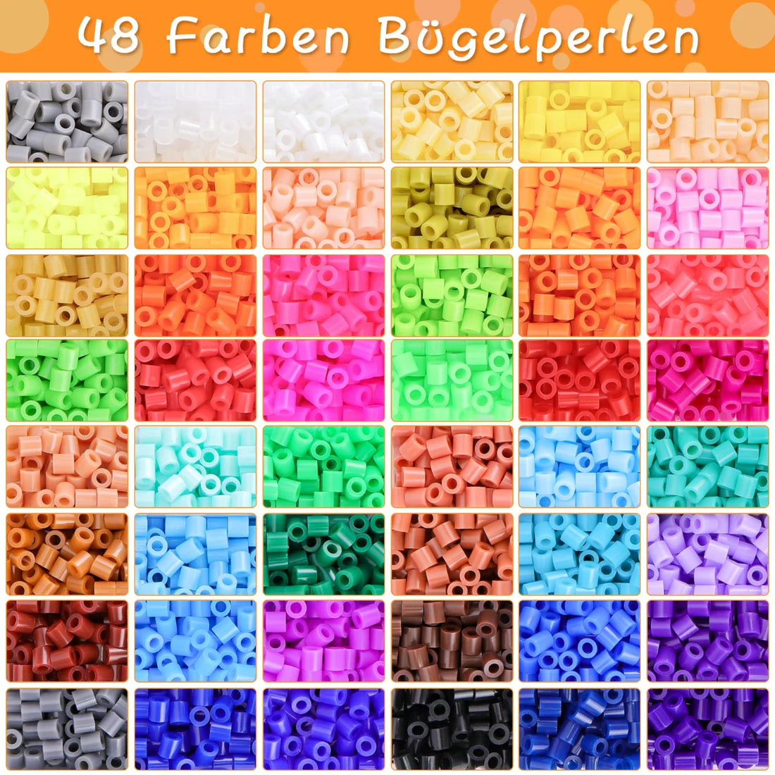 Homgaty 48-Color Perler Bead Set with 9600 Beads for Girls' DIY - Peg Beads with Perler Bead Boards, Creative Beads for Birthday, Christmas, and Kids' Gifts